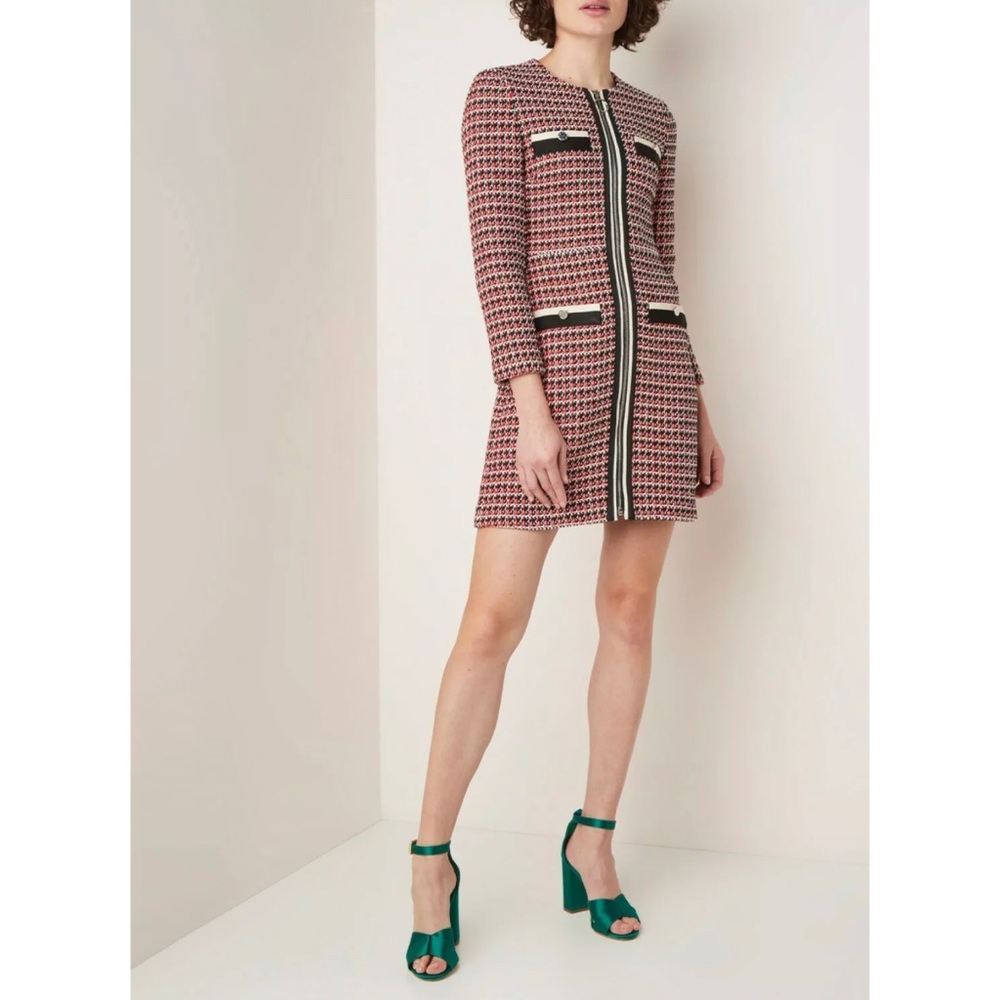 🎀SOLD🎀Maje Romane Red Tweed Long Sleeve Dress - Picture 3 of 9